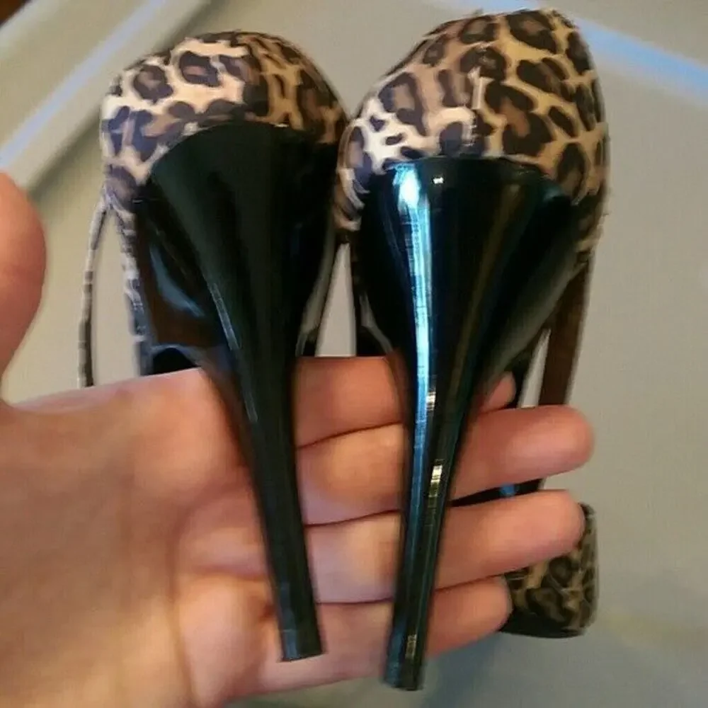 Unisa Animal Print Beaded Heels Size 5.5
